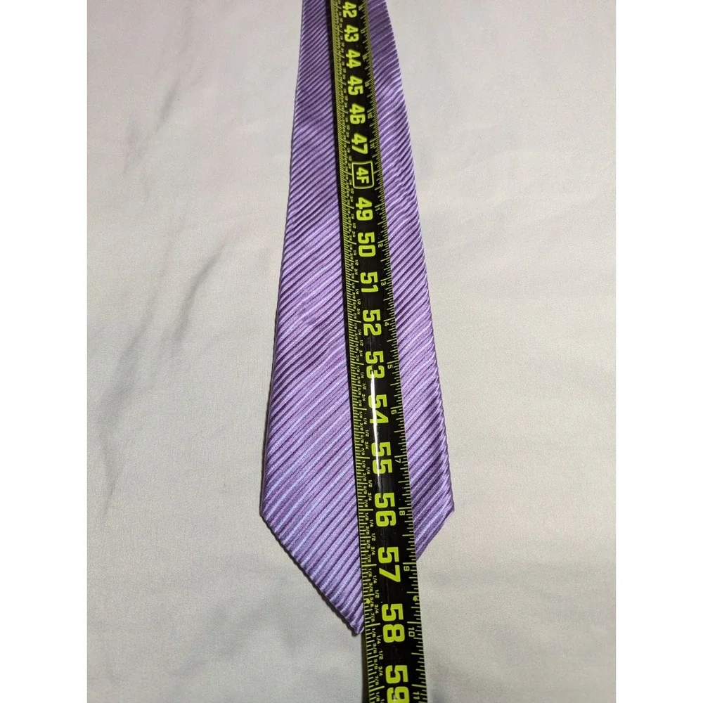 Donald J Trump Signature Collection Purple Striped Silk Tie Gold Logo Men's